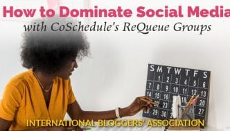 woman marking calendar with text overlay "How to Dominate Social Media with CoSchedule's ReQueue Groups"