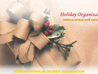 wrapped present with text overlay "Holiday Organization Tips"