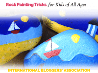 painted rocks on a table with text overlay "Rock Painting Tricks for Kids of All Ages"
